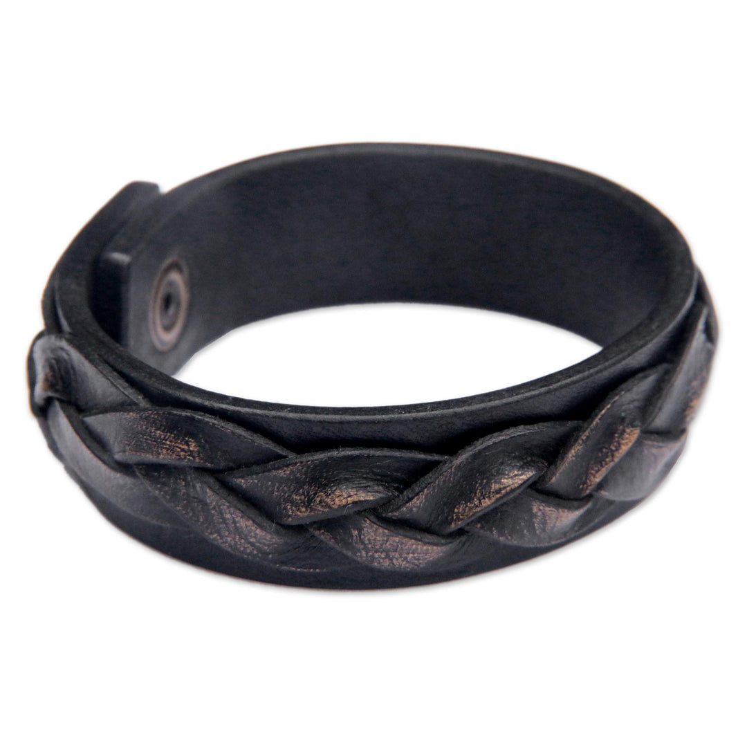 Men's Unique Leather Wristband Bracelet - Java Journeys