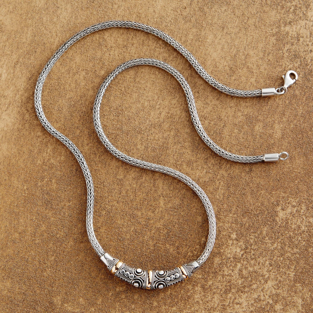 Sterling Silver and 18k Gold Accent Naga Necklace - Celuk Celebration