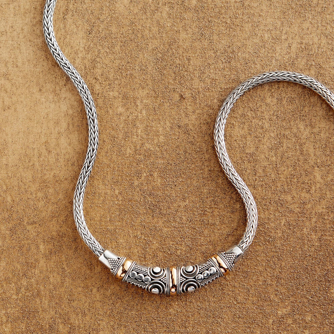 Sterling Silver and 18k Gold Accent Naga Necklace - Celuk Celebration