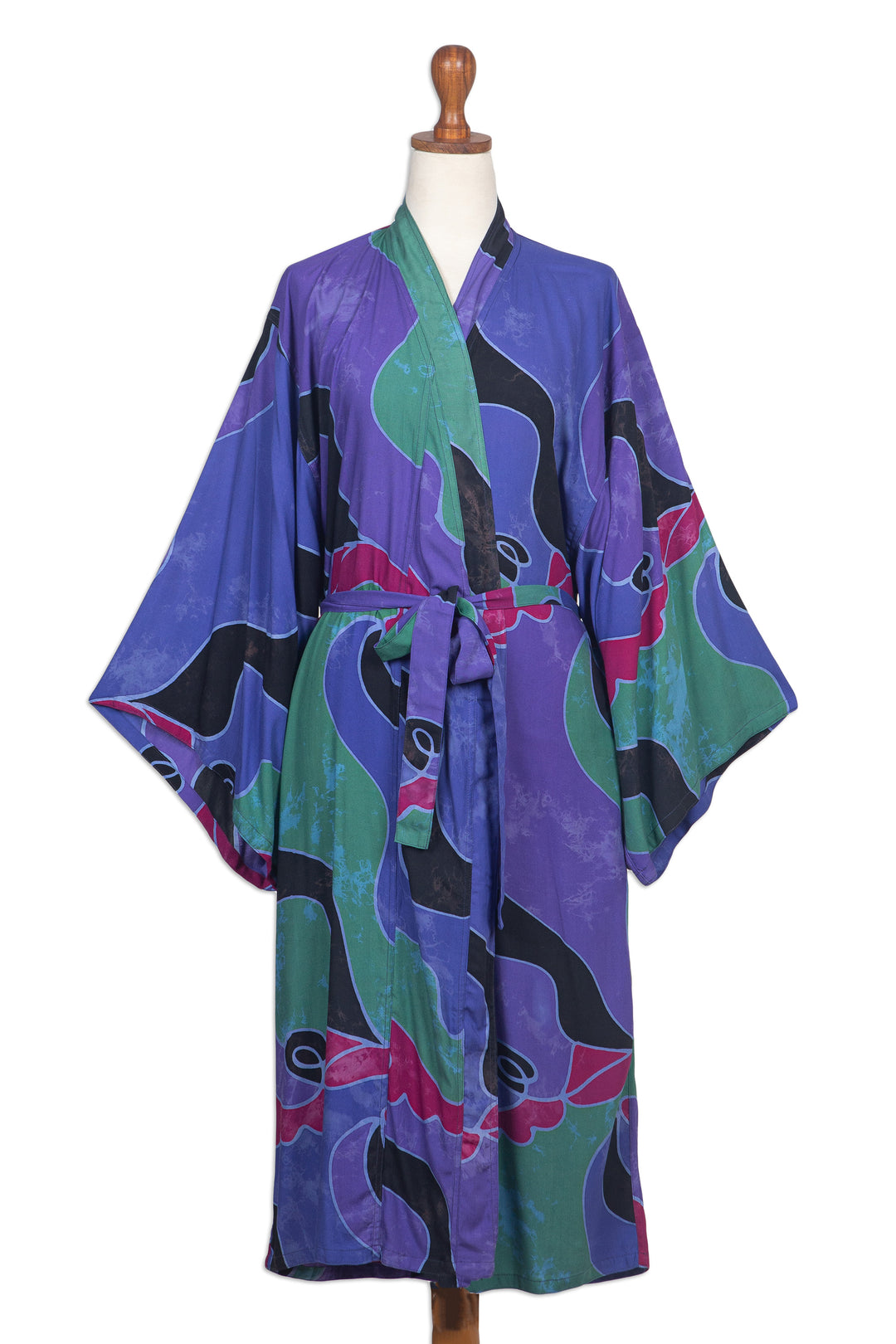 Women's batik robe - Turquoise Ocean