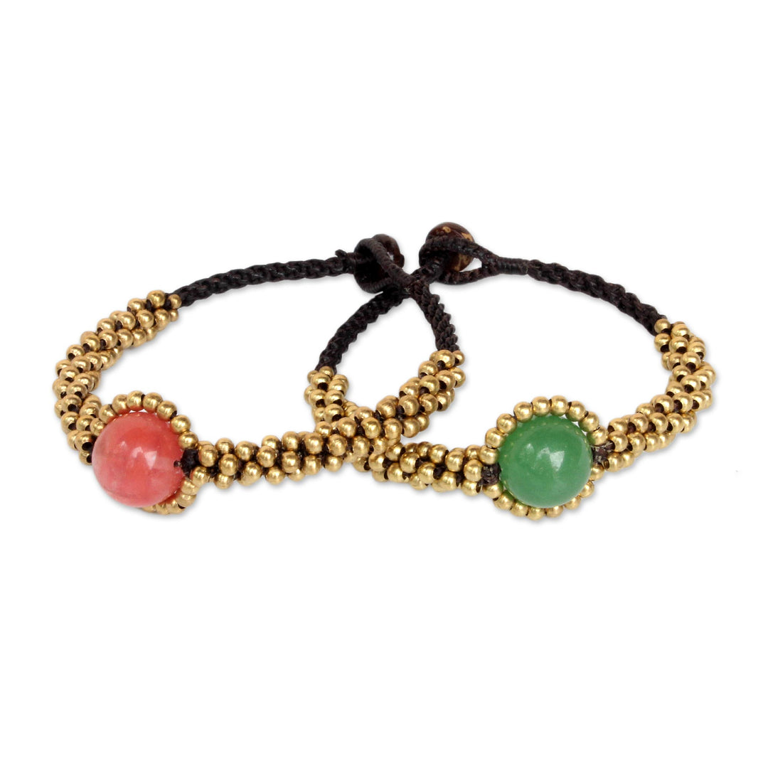 Beaded Brass and Quartz Bracelets (Pair) - Planet Spring