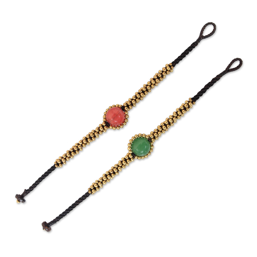 Beaded Brass and Quartz Bracelets (Pair) - Planet Spring