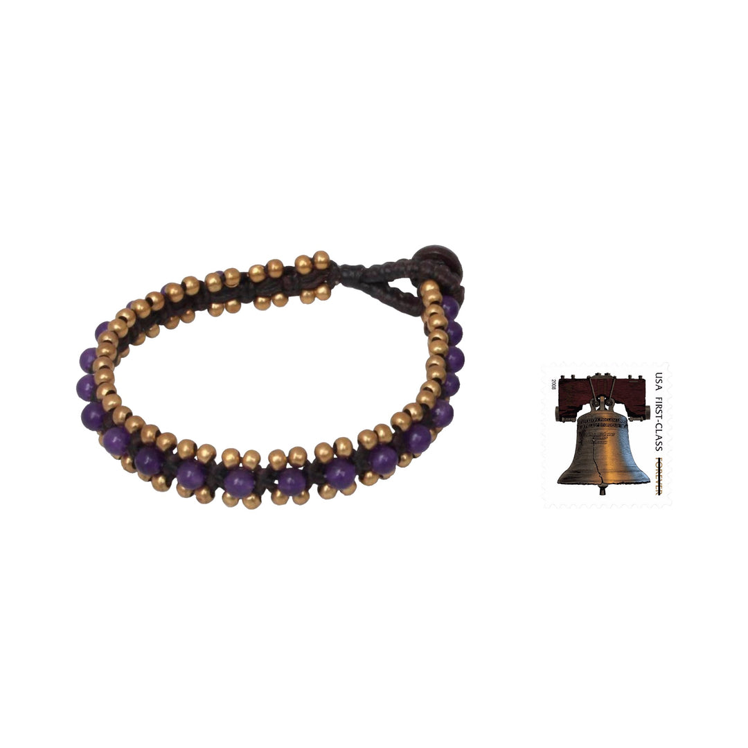 Hand Made Quartz and Resin Beaded Bracelets (Pair) - Blue Purple Aryuveda