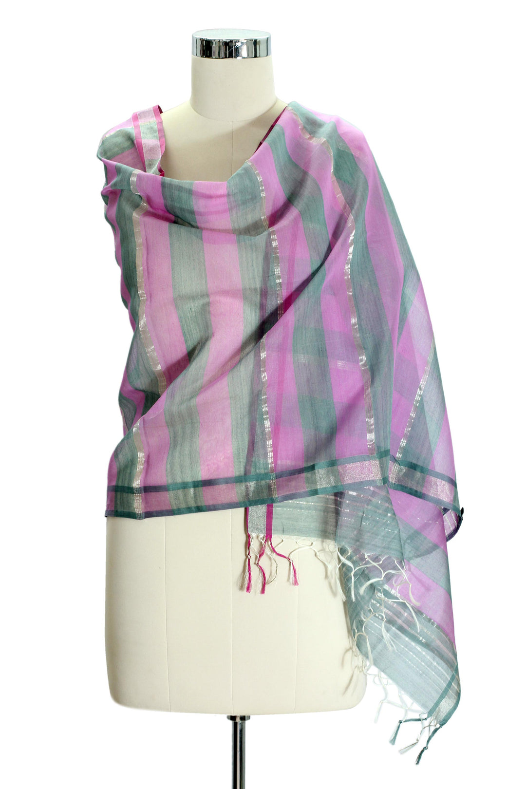 Cotton and silk shawl - Kerala Rose