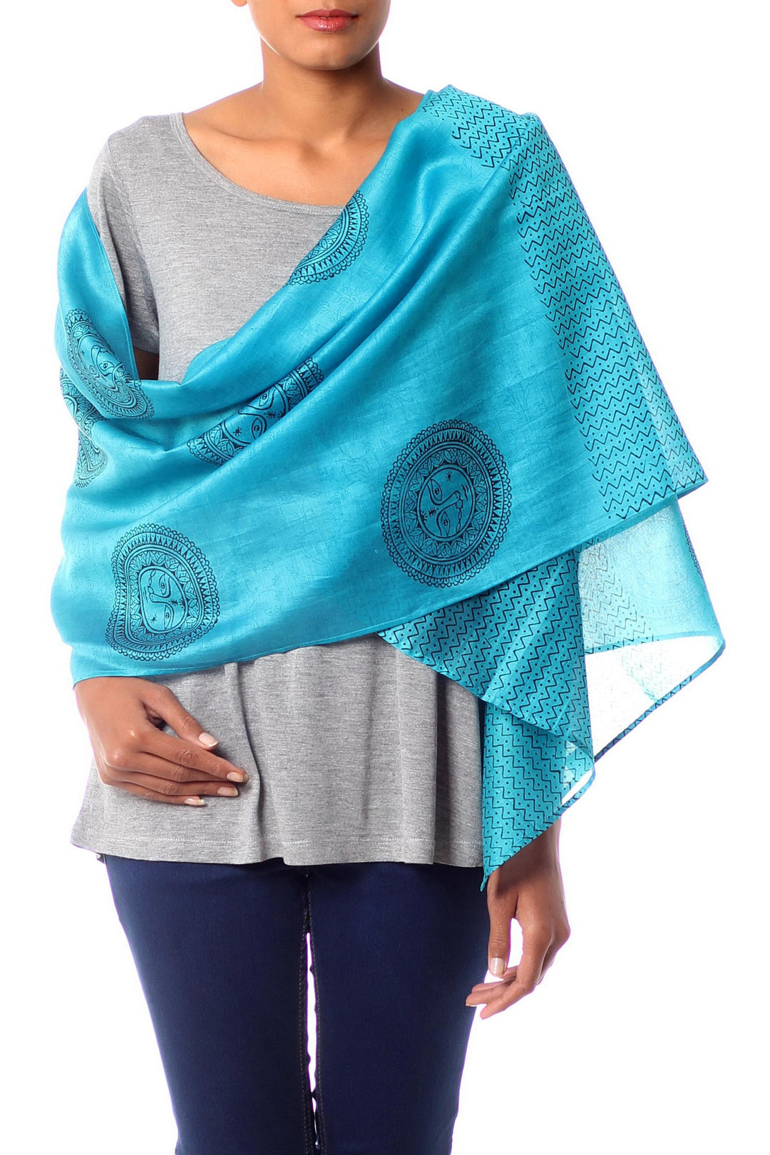 Cotton and silk shawl - India Sun