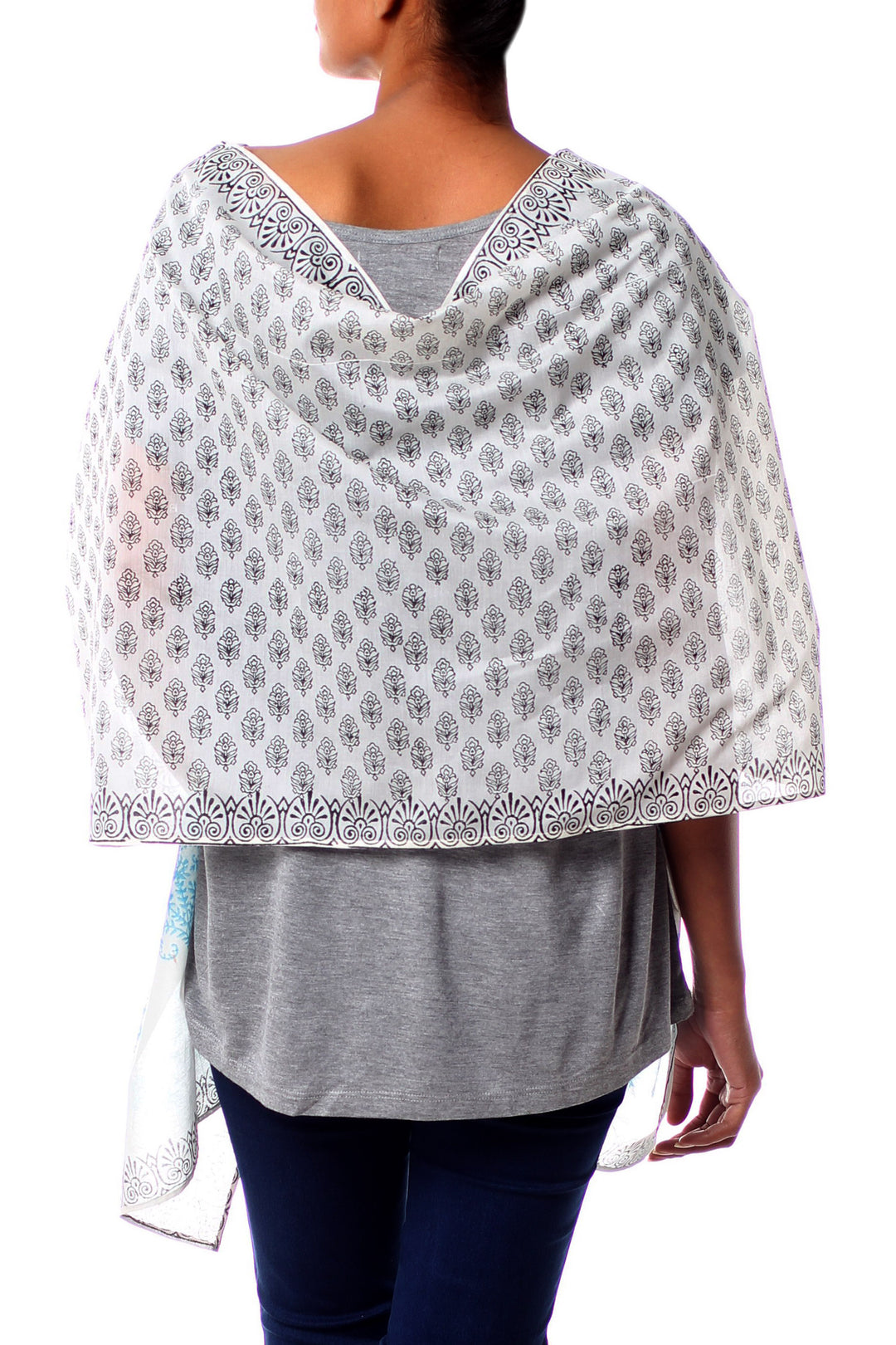 Cotton and silk shawl - Myriad Bouquets