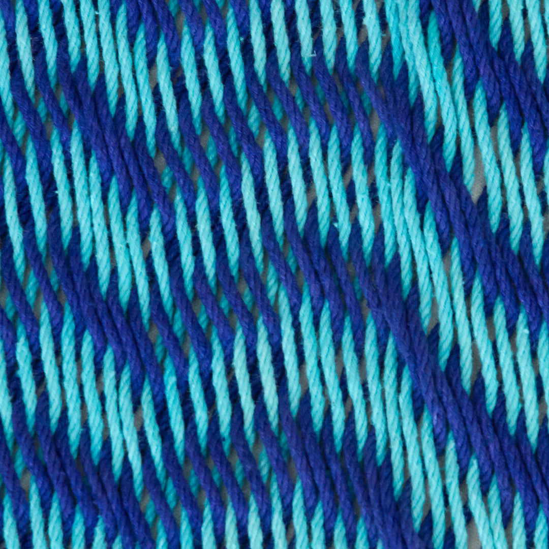 Fair Trade Blue Cotton Striped Rope Hammock (Double) - Riviera Sapphire