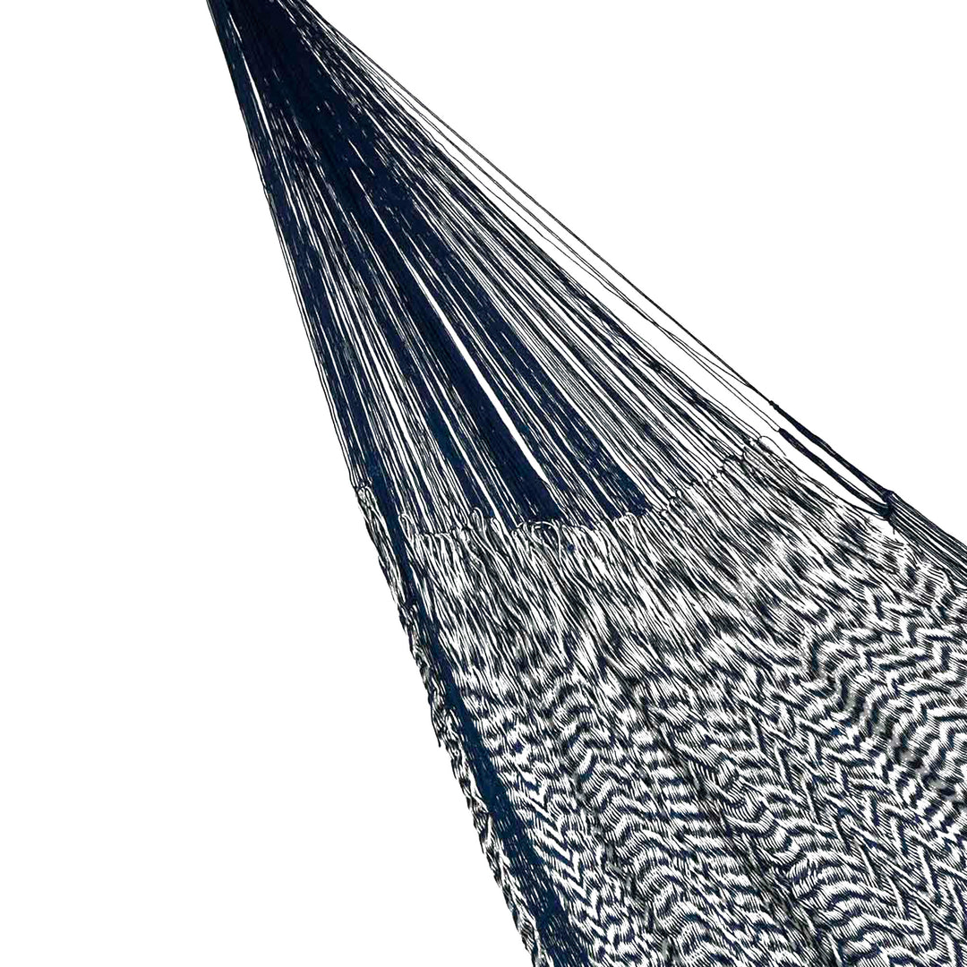 Handcrafted Cotton Striped Rope Hammock from Mexico (Double) - Ocean Waves