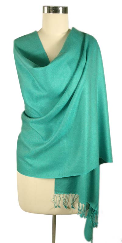 Artisan Crafted Wool Silk Shawl - Extravagant Aqua