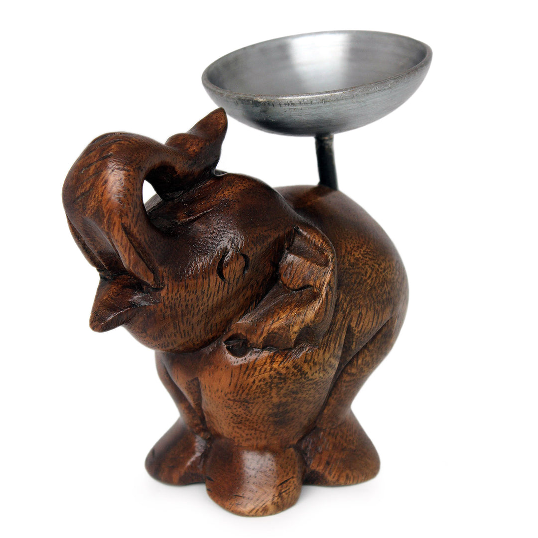 Fair Trade Mango Wood Candle Holder - Elephant of Old Siam