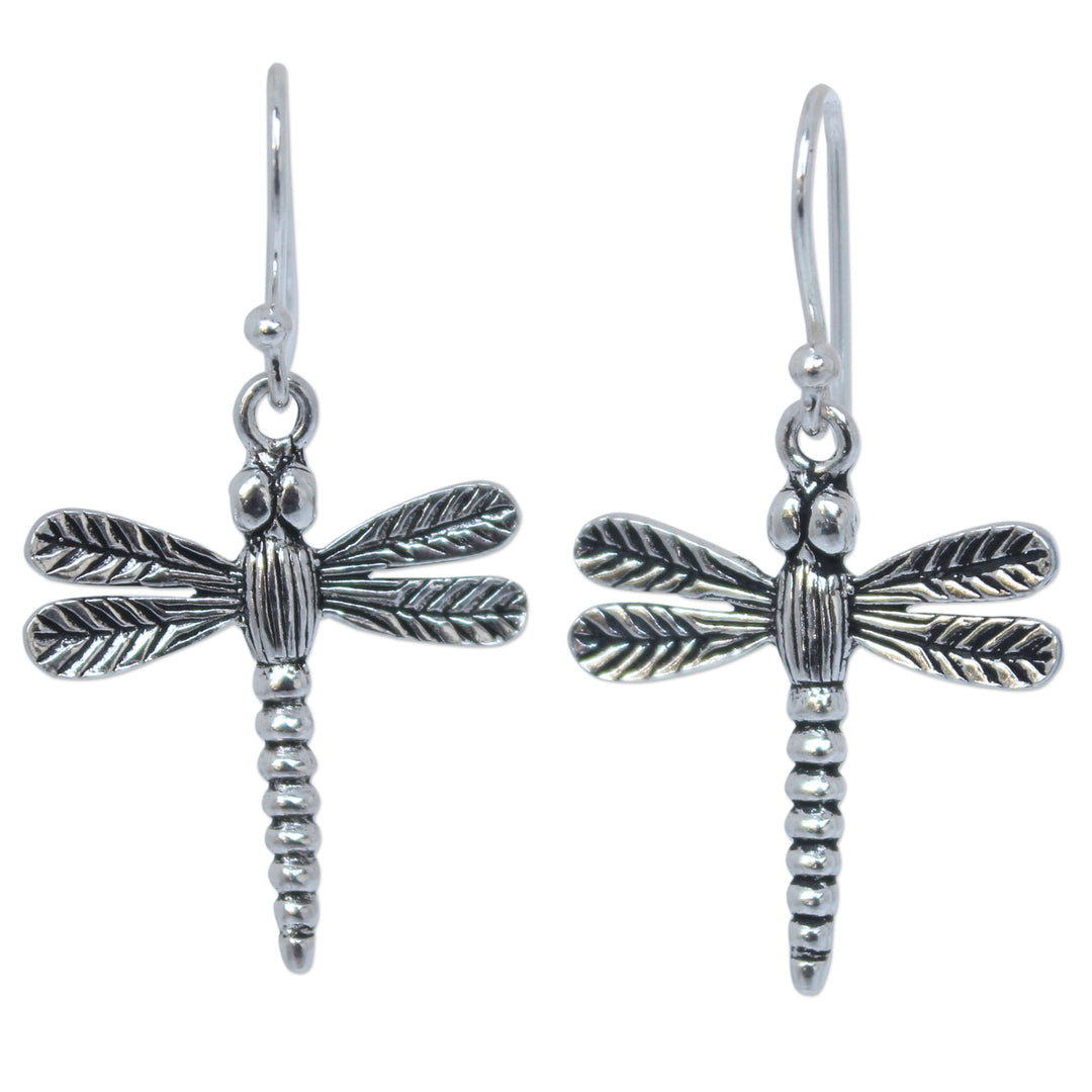 Handmade Sterling Silver Dangle Earrings - Mekong Dragonflies