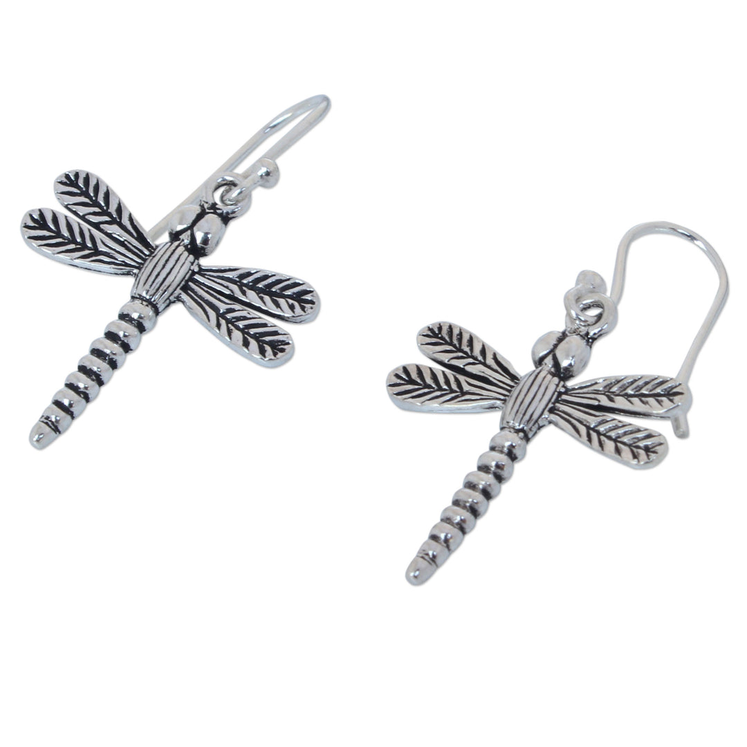 Handmade Sterling Silver Dangle Earrings - Mekong Dragonflies