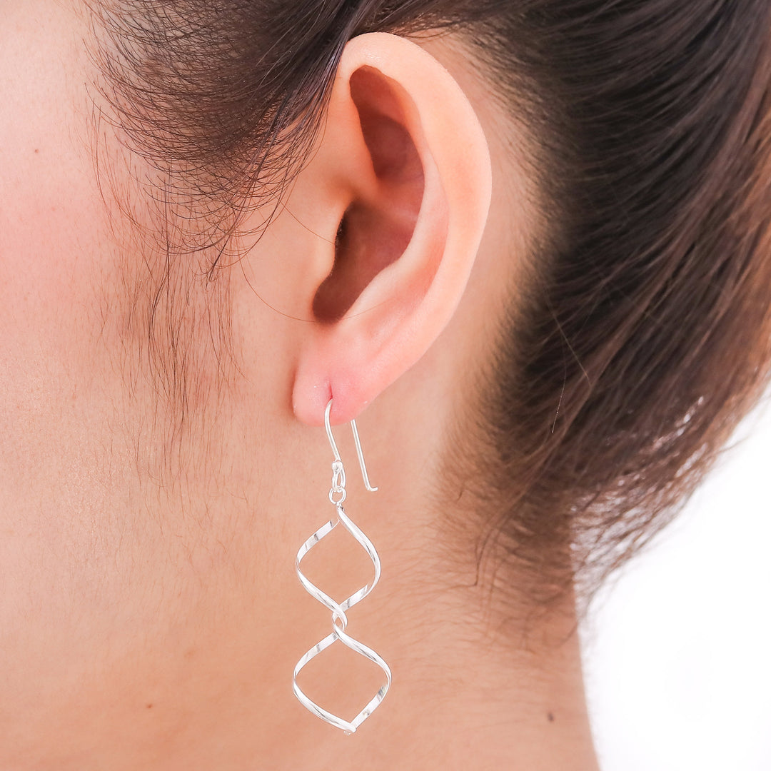 Handmade Sterling Silver Dangle Earrings - Songkran Joy