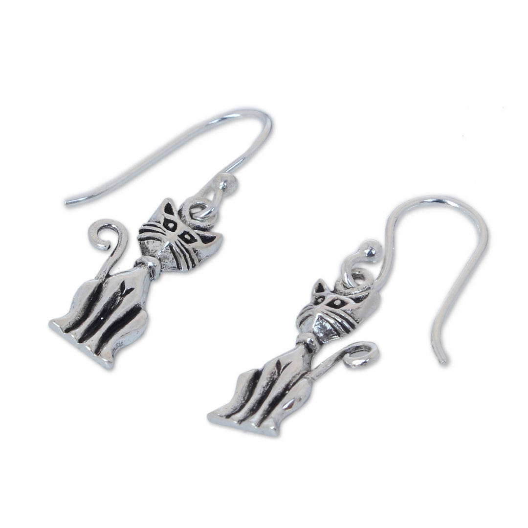Sterling Silver Cat Earrings - Feline Fantasy