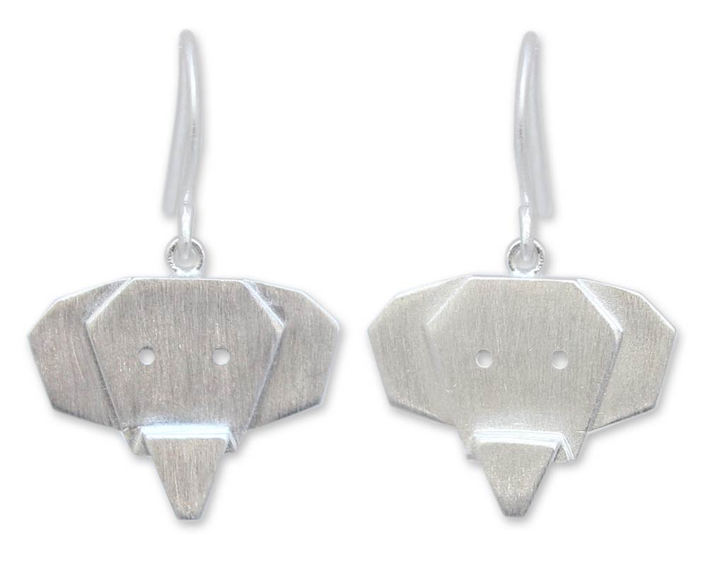 Sterling silver dangle earrings - Proud Elephants