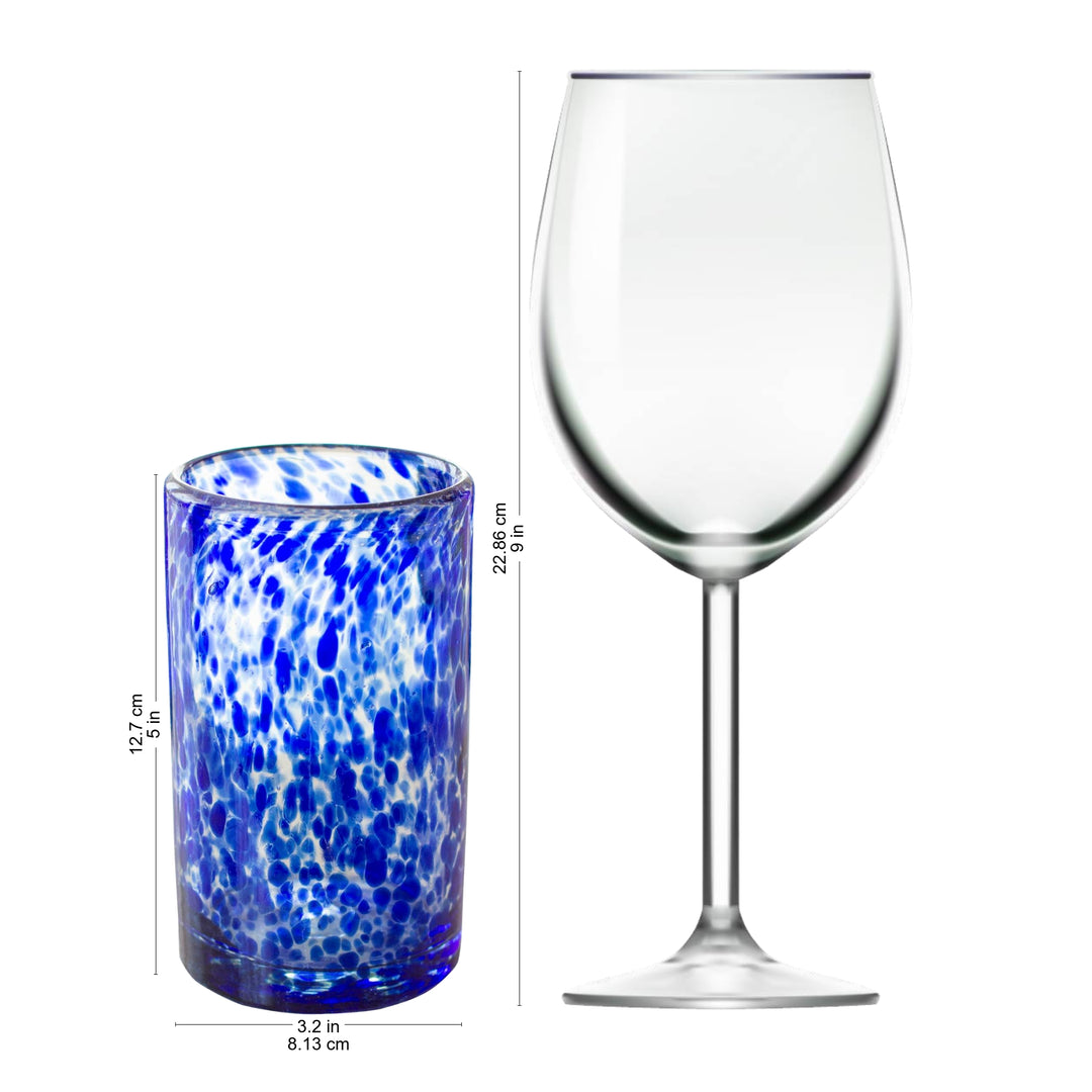 Unique Handblown Glass Water Tumblers Drinkware (Set of 6) - Marine