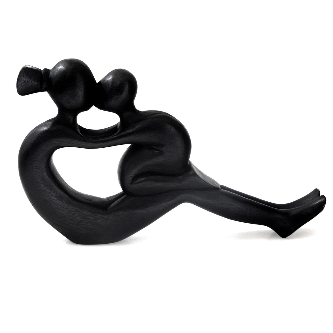 Handcrafted Mother and Child Wood Sculpture - Her Love Will Never End