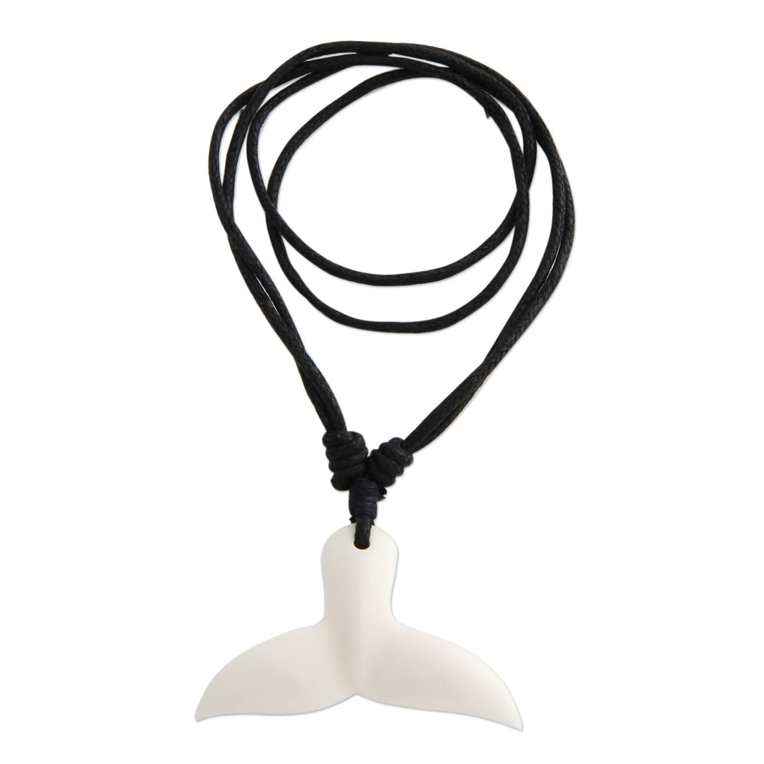 Handcrafted Cow Bone Pendant Necklace - Whale Tail
