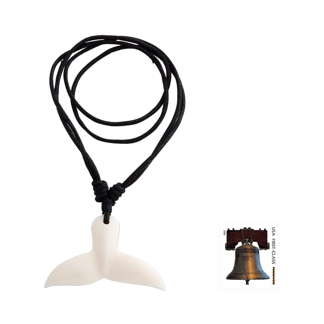 Handcrafted Cow Bone Pendant Necklace - Whale Tail