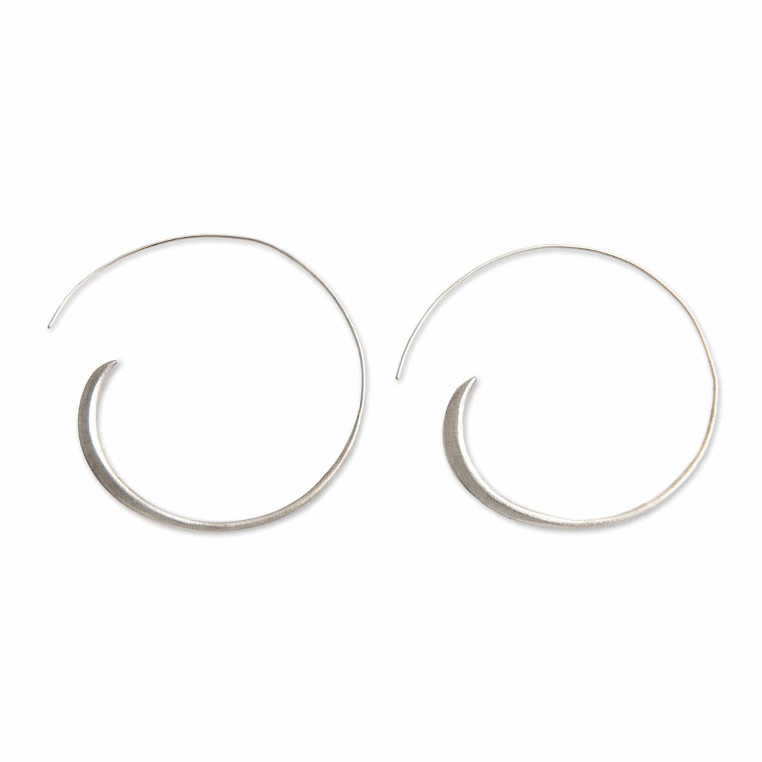 Fair Trade Sterling Silver Hoop Earrings (Medium) - Spin Me