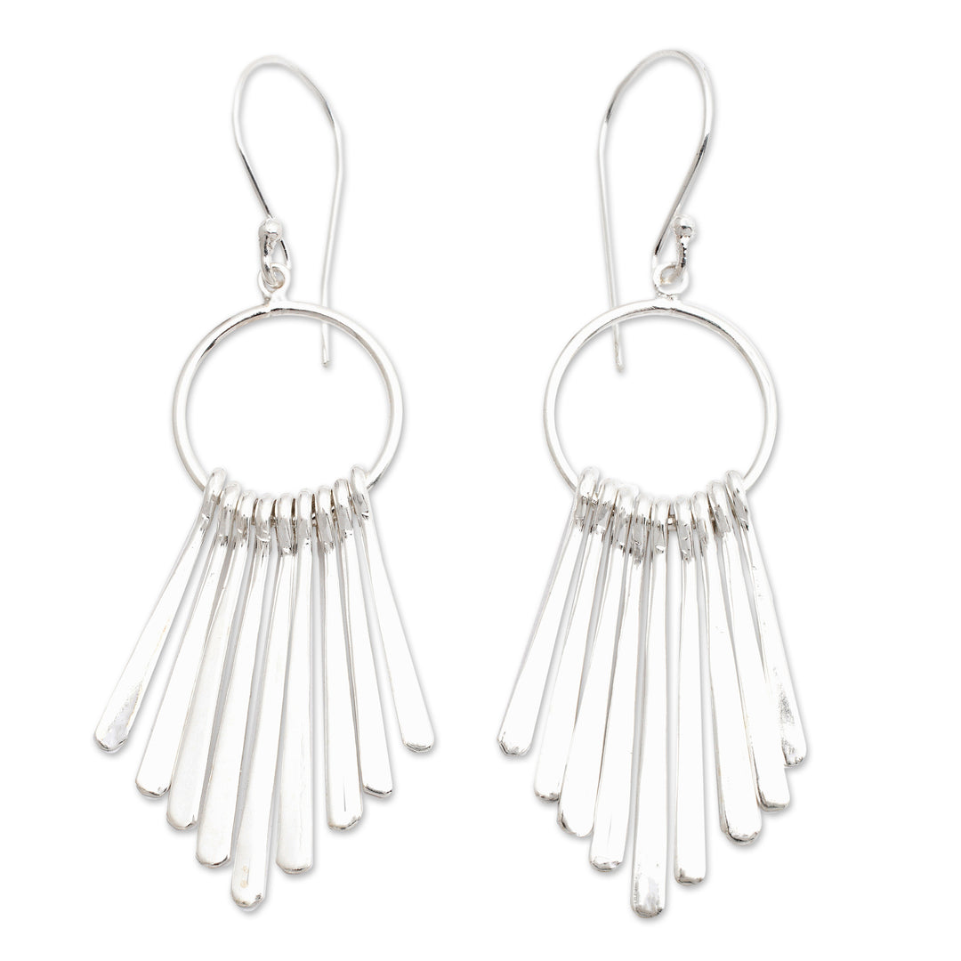 Handmade Indonesian Sterling Silver Waterfall Earrings - Feather Cascade