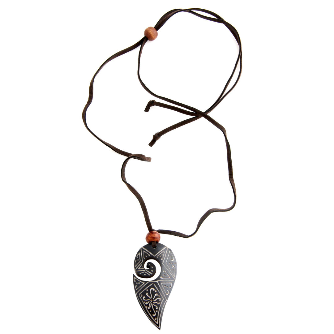 Artisan Crafted Indonesian Cow Bone Necklace - Lucky Hook