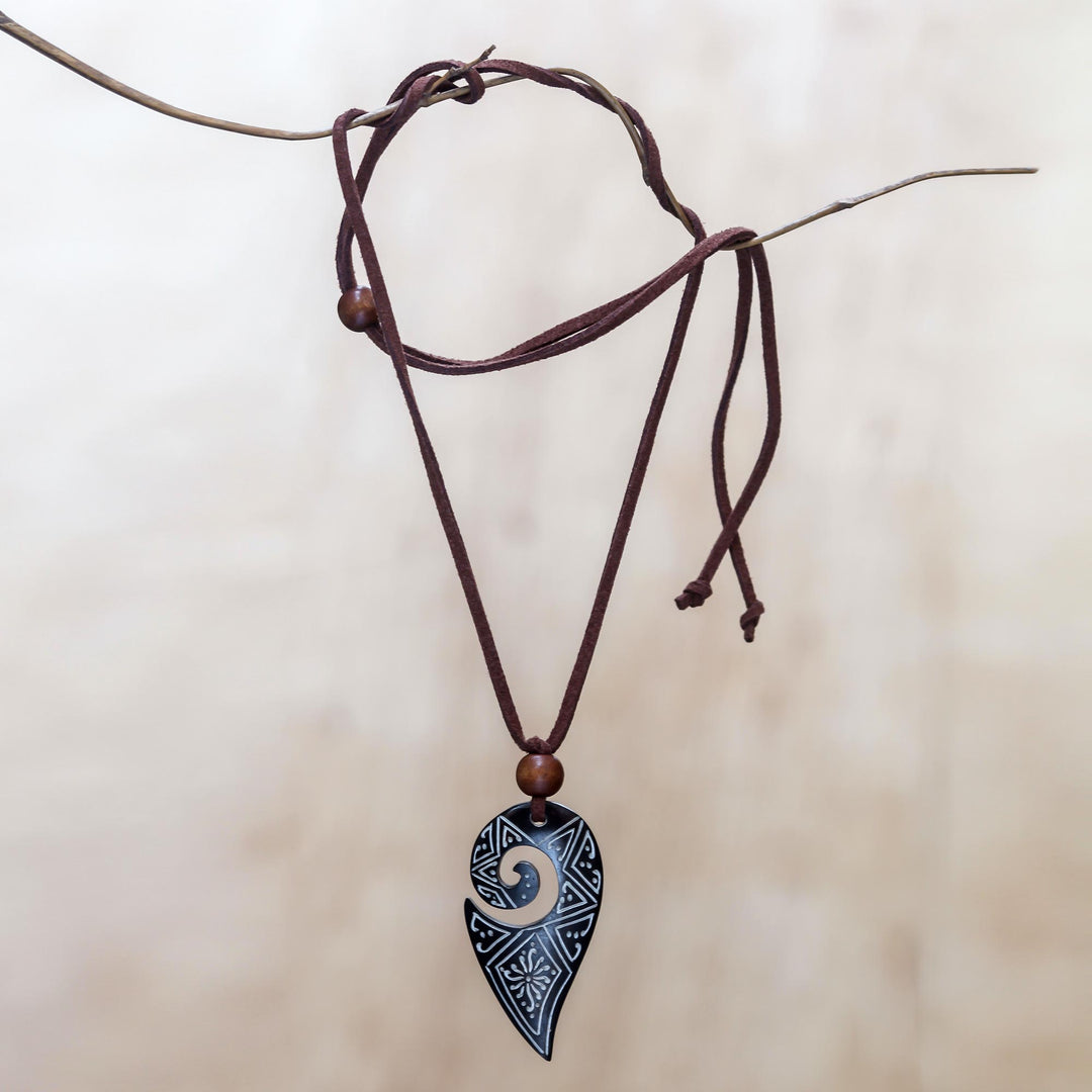 Artisan Crafted Indonesian Cow Bone Necklace - Lucky Hook