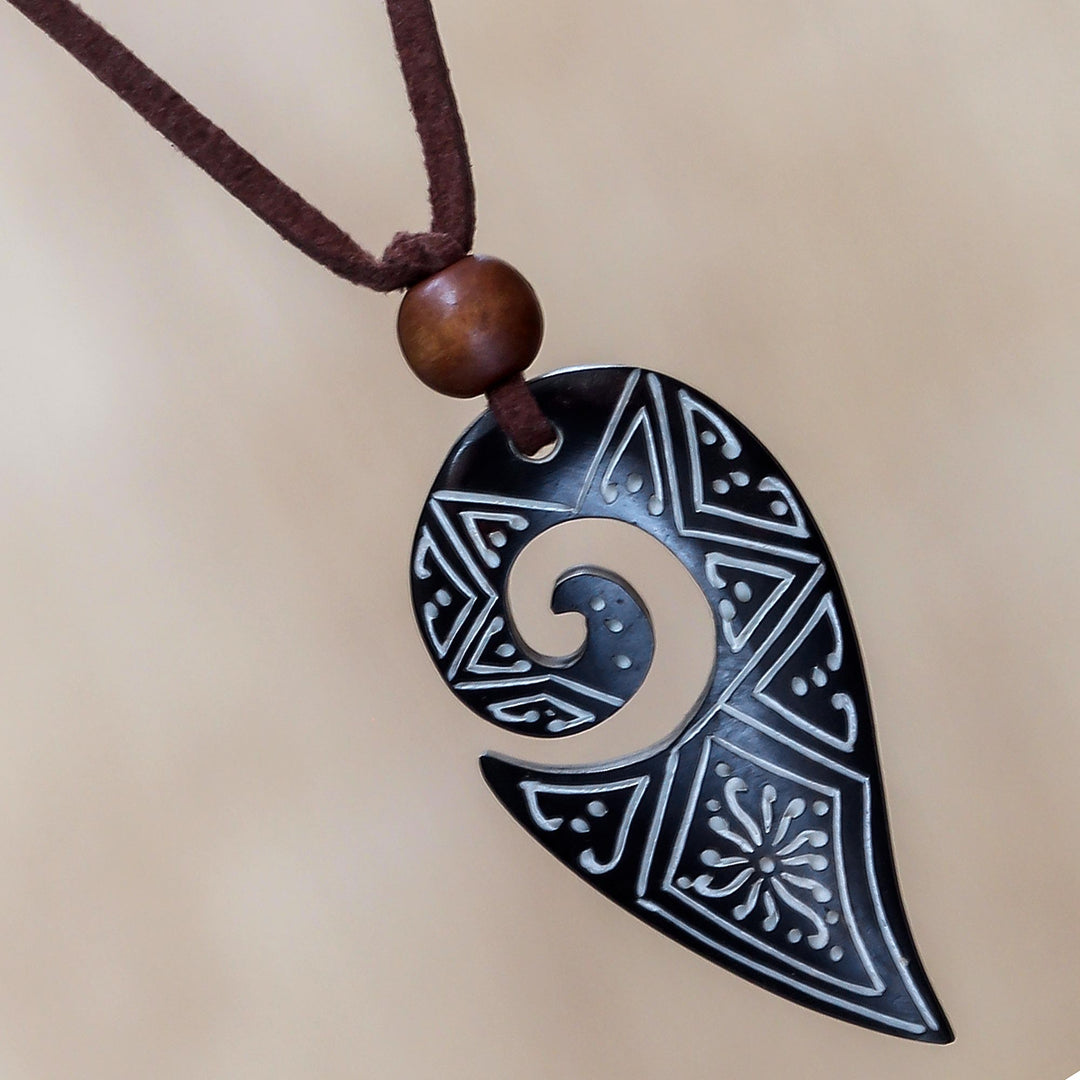 Artisan Crafted Indonesian Cow Bone Necklace - Lucky Hook