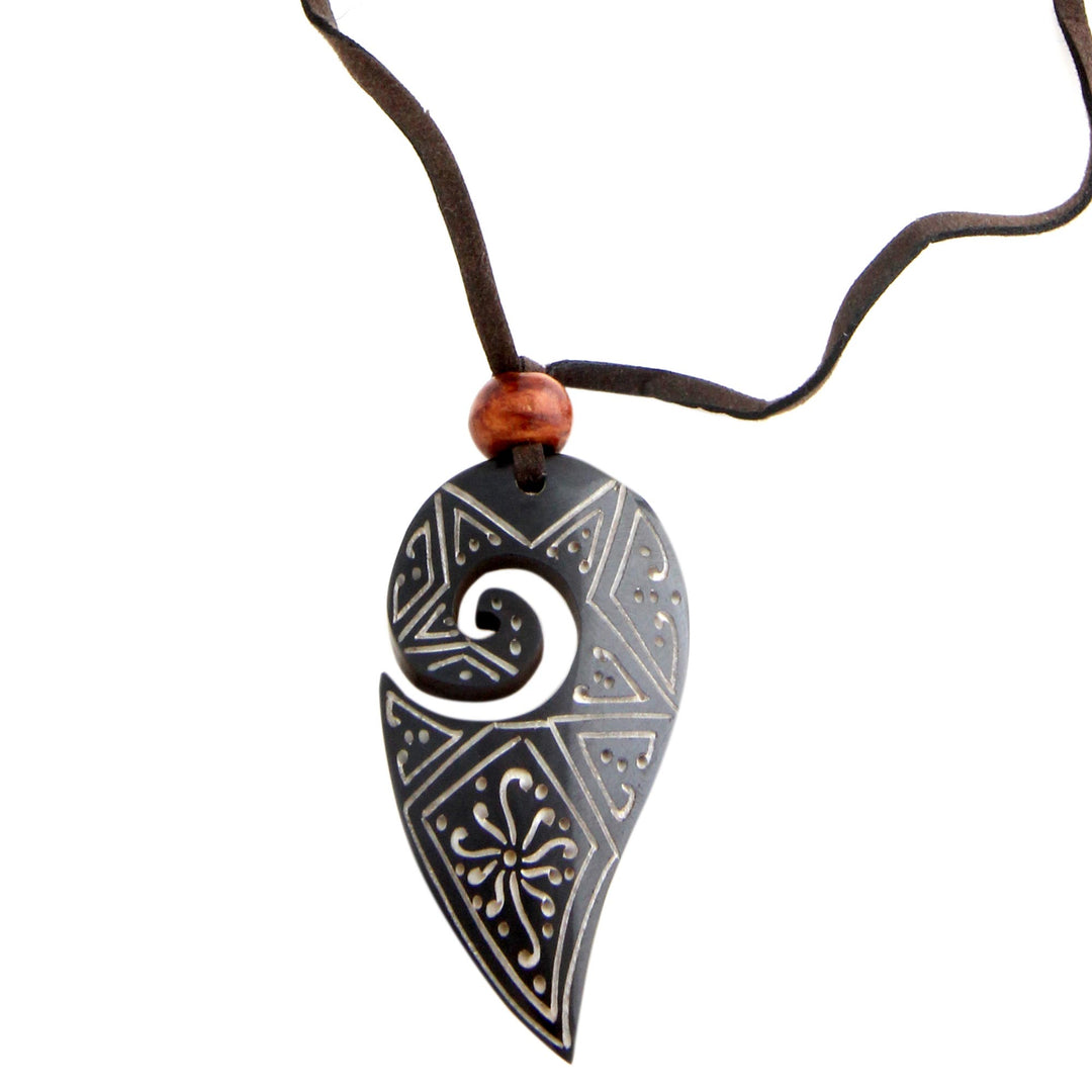 Artisan Crafted Indonesian Cow Bone Necklace - Lucky Hook