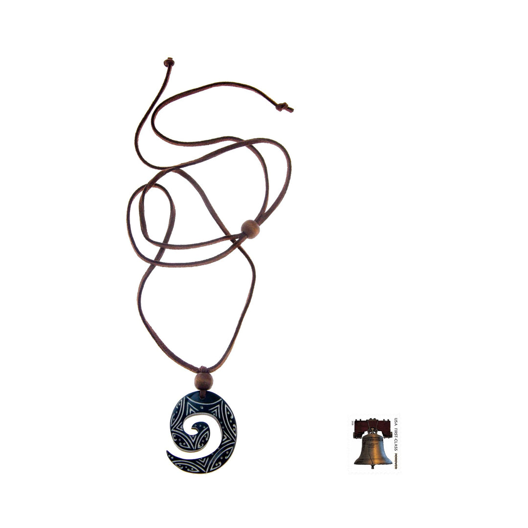 Bone pendant necklace - Spiral Star