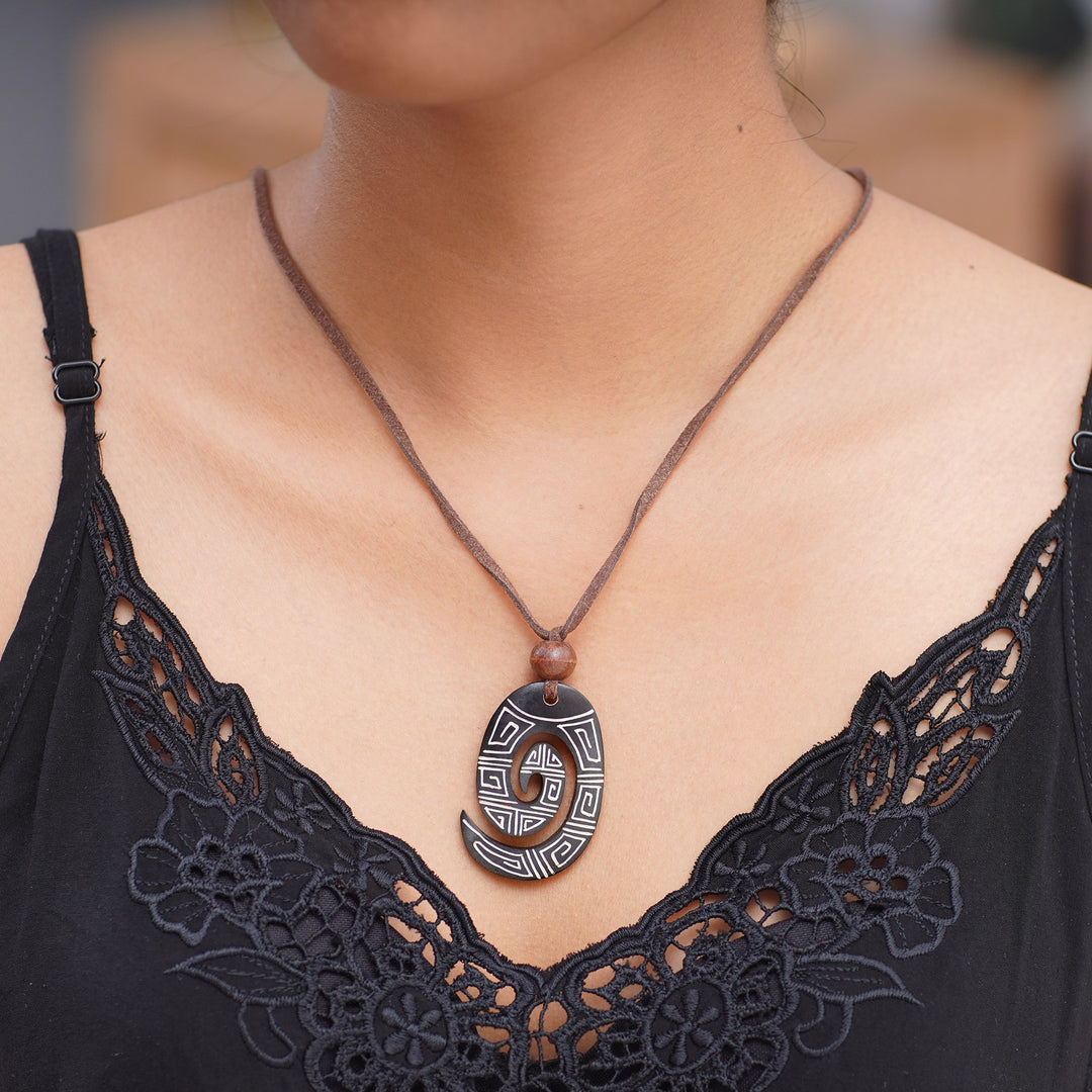 Bone Pendant Necklace from Indonesia - Timeless