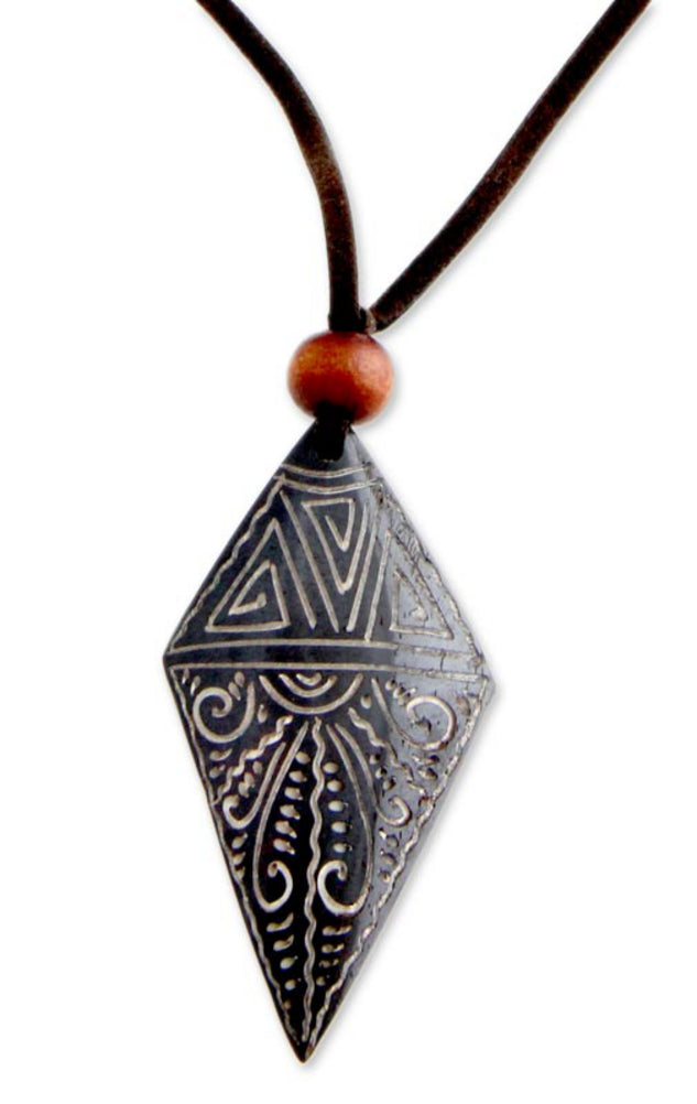 Handmade Bone Pendant Necklace - Sunset