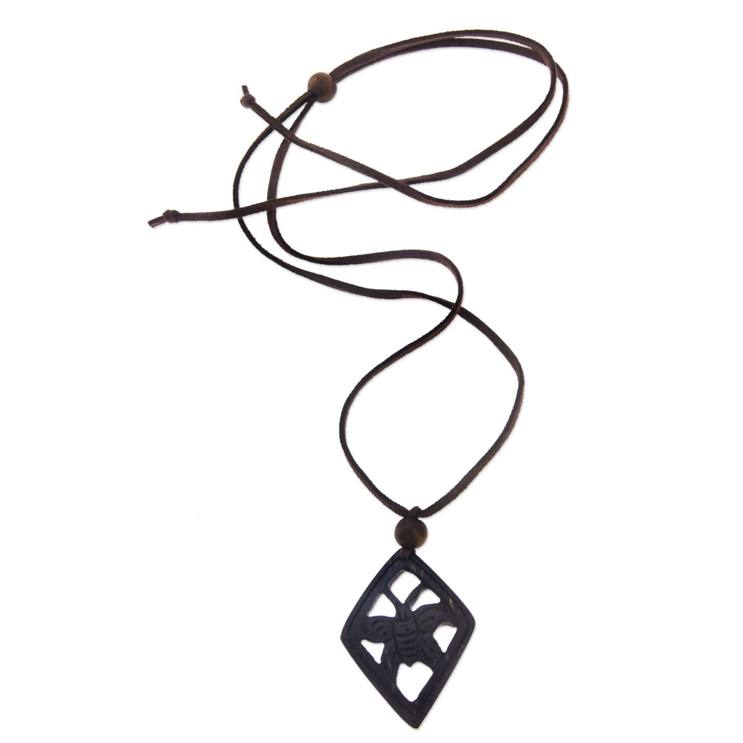 Coconut shell pendant necklace - Butterfly Muse