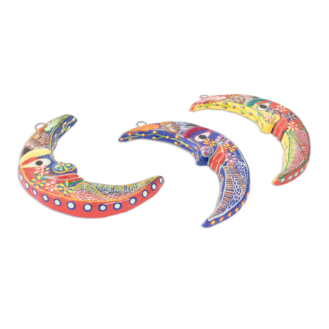 Ceramic wall adornments (Set of 3) - Crescent Moon Magic