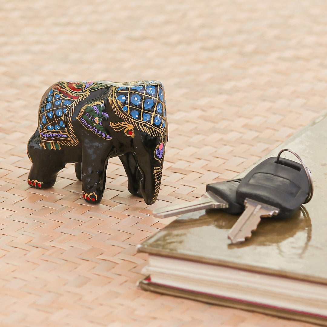 Lacquered Wood Elephant Sculptures (Set of 4) - Four Young Elephants