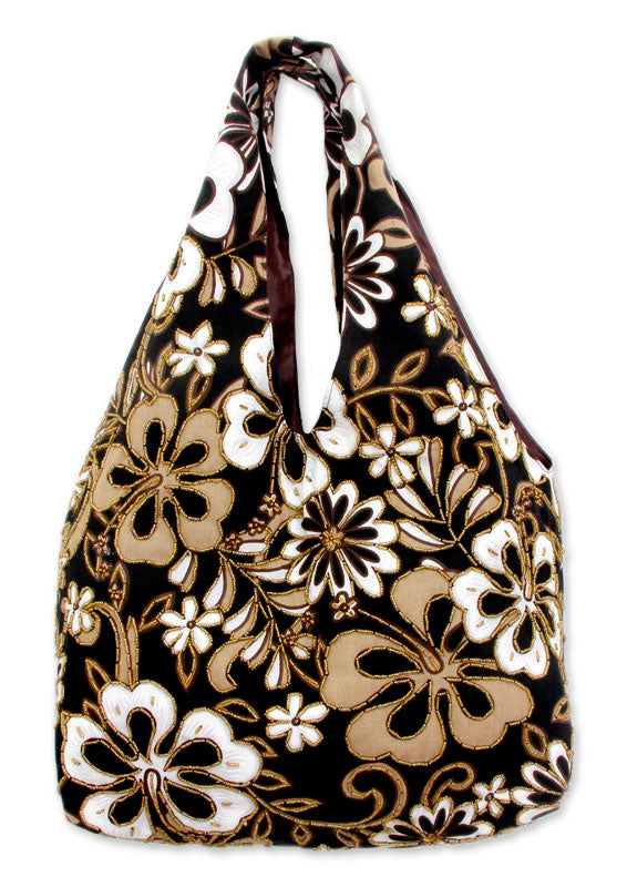 Hand Made Floral Beaded Shoulder Bag - Tropical Bouquet