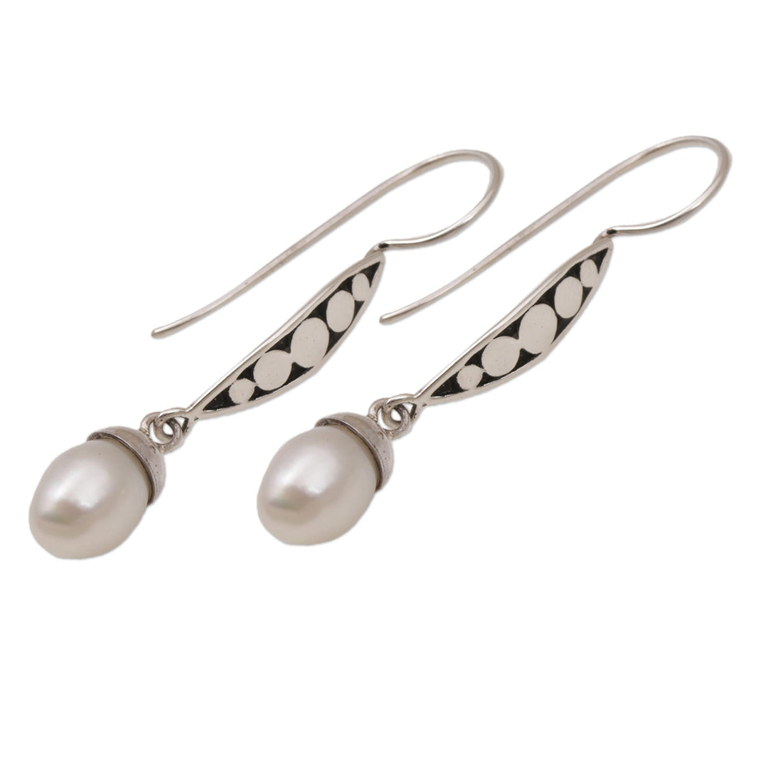 Balinese Artisan Crafted Sterling Silver and Pearl Earrings - Paradise Blooms