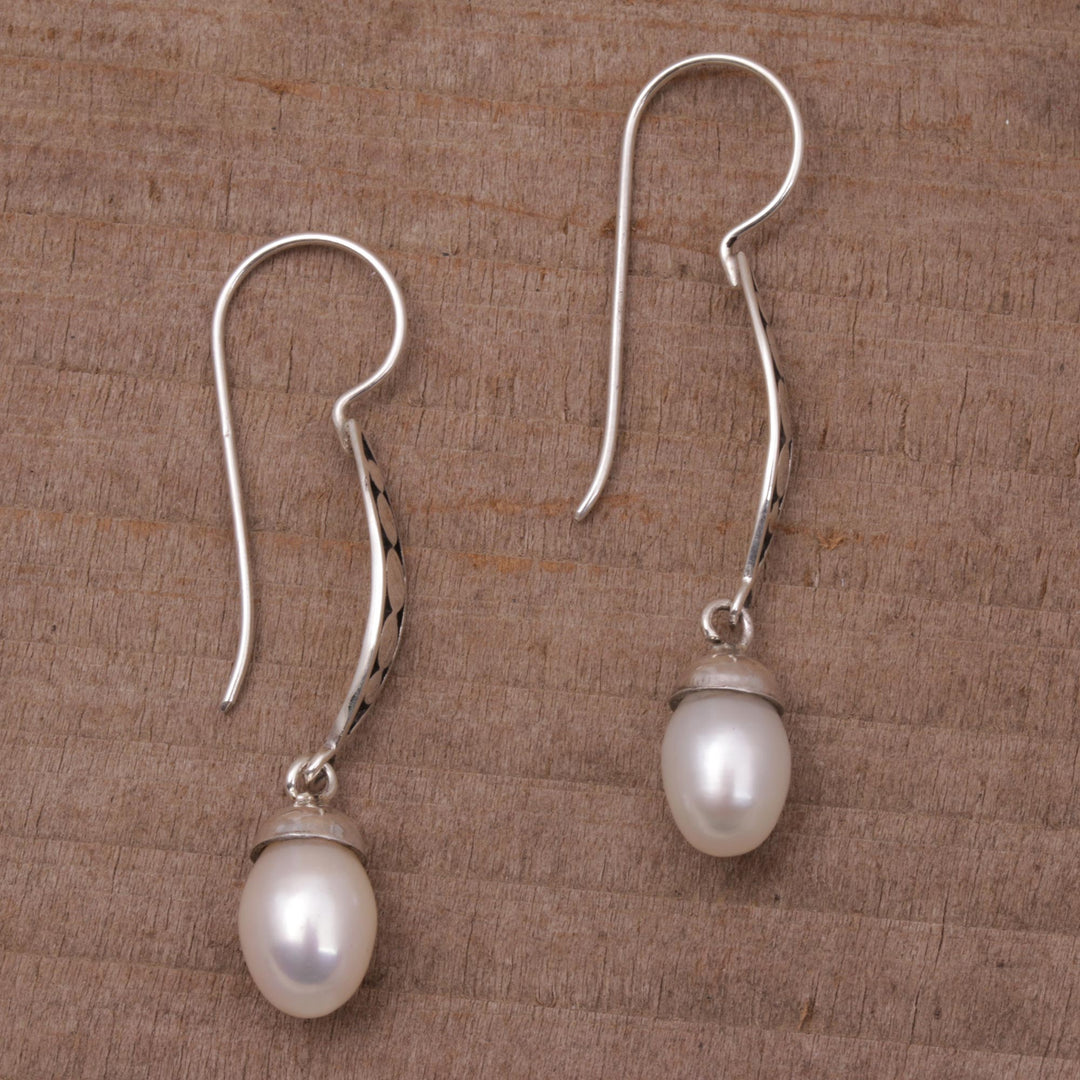 Balinese Artisan Crafted Sterling Silver and Pearl Earrings - Paradise Blooms
