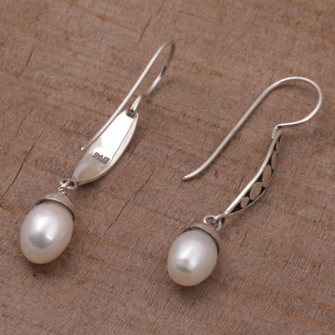 Balinese Artisan Crafted Sterling Silver and Pearl Earrings - Paradise Blooms