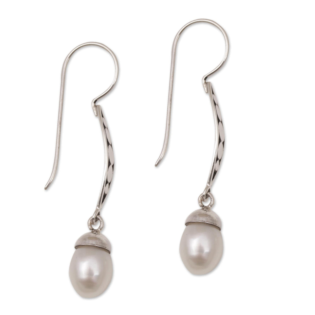 Balinese Artisan Crafted Sterling Silver and Pearl Earrings - Paradise Blooms