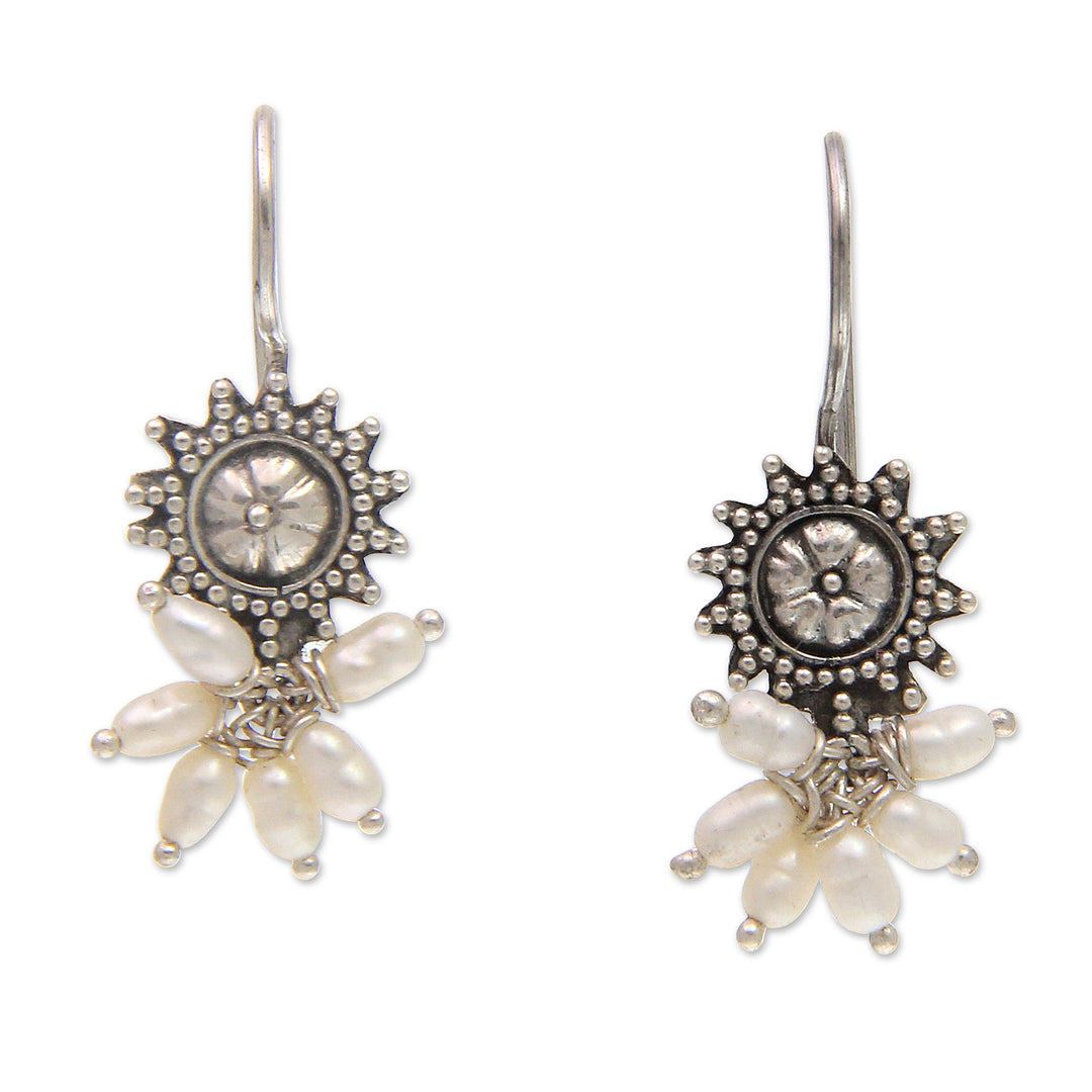 Artisan Crafted Sterling Silver and Pearl Earrings - Femme Fatale