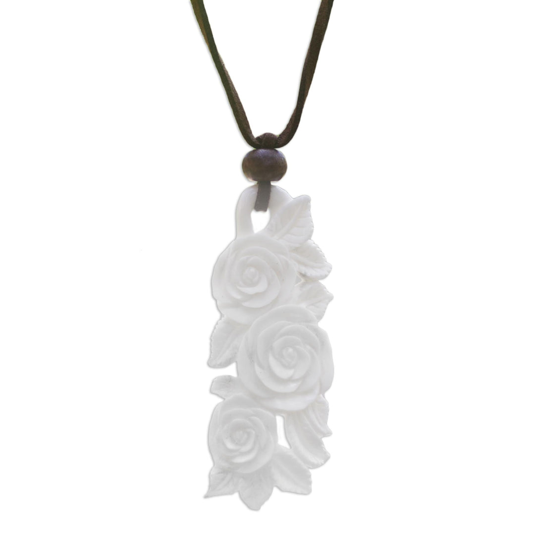 Handcrafted Floral Pendant Necklace - Rose Bouquet