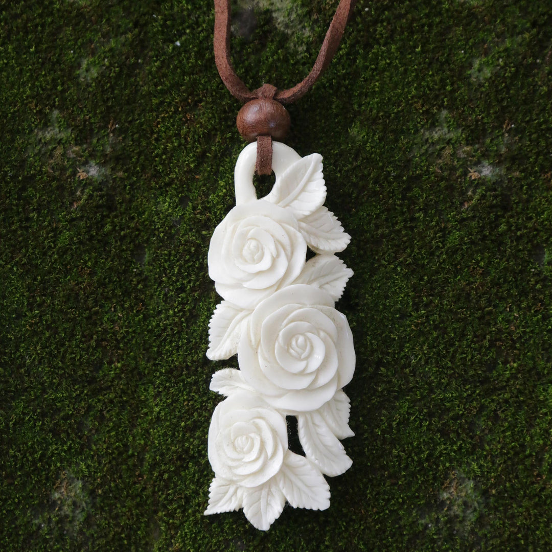 Handcrafted Floral Pendant Necklace - Rose Bouquet