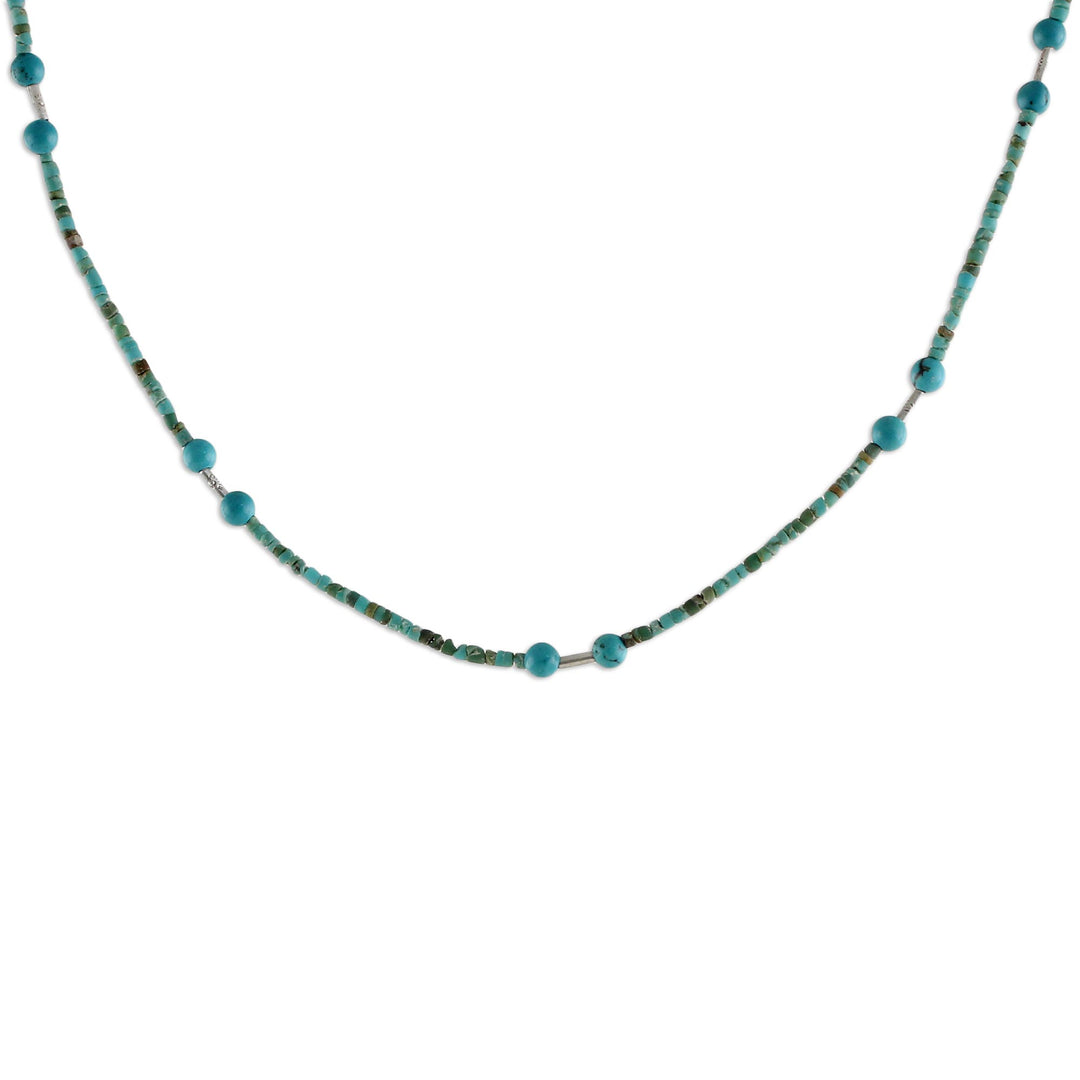 Reconstituted Turquoise Beaded Necklace - Blue Islands