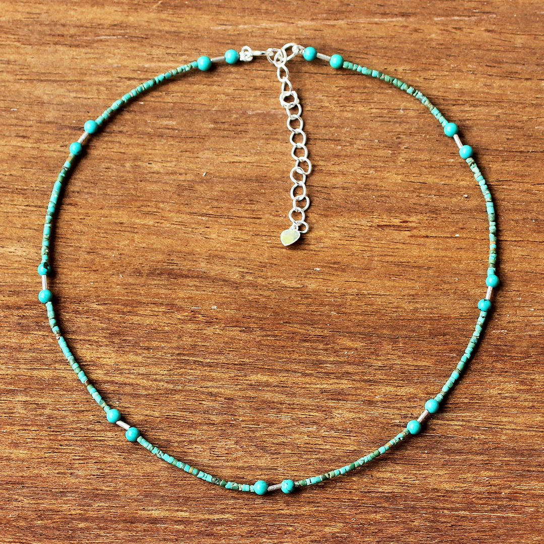 Reconstituted Turquoise Beaded Necklace - Blue Islands
