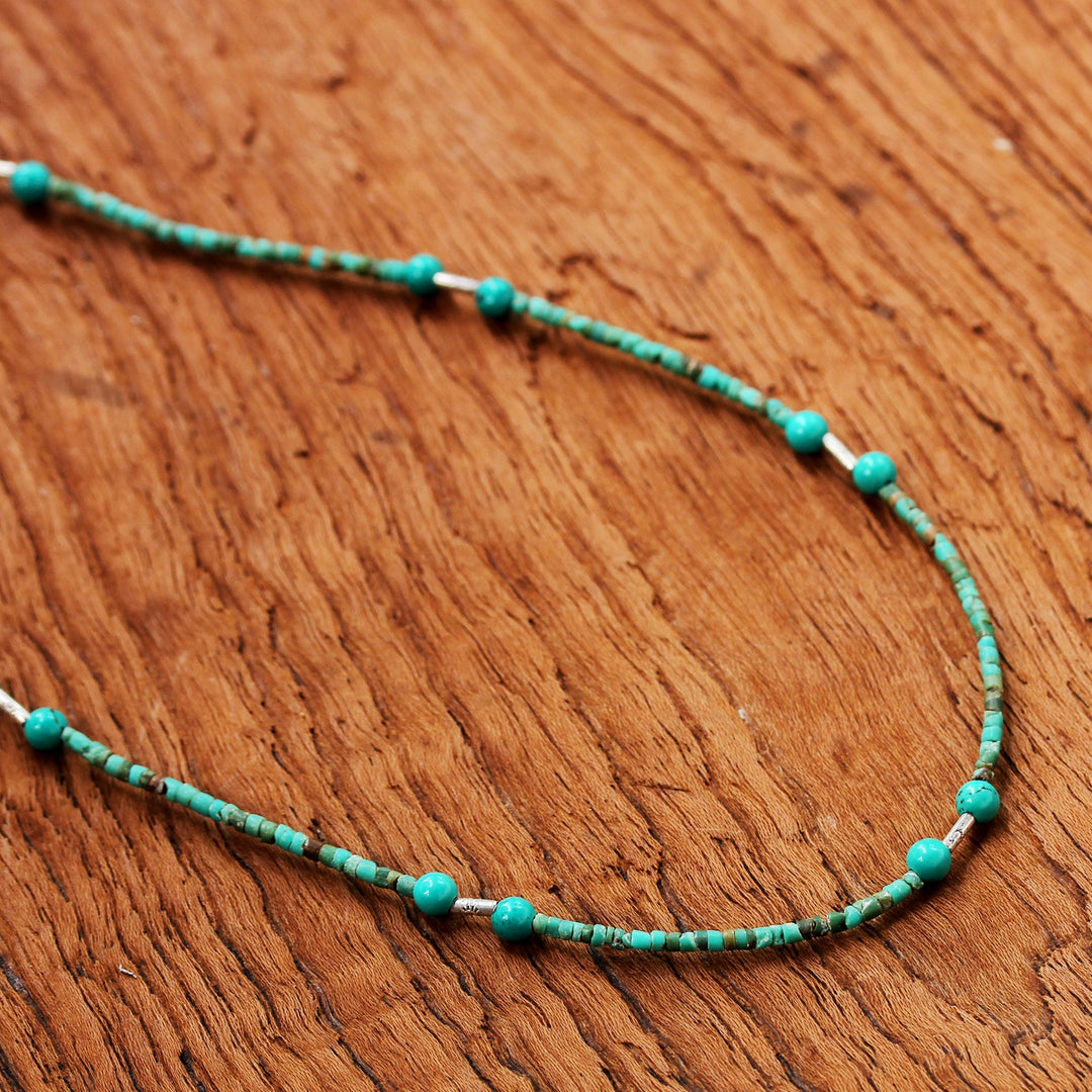 Reconstituted Turquoise Beaded Necklace - Blue Islands