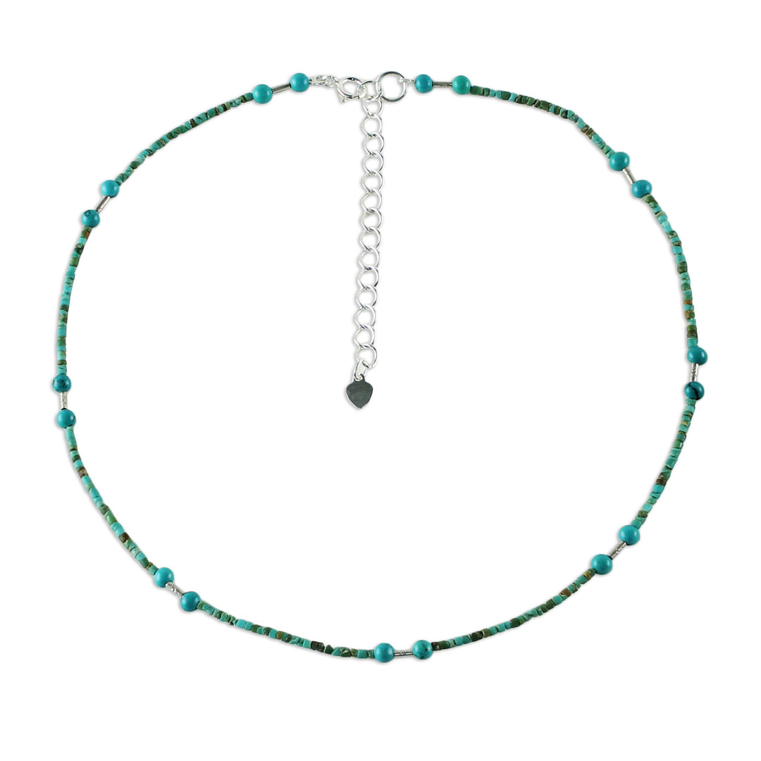 Reconstituted Turquoise Beaded Necklace - Blue Islands