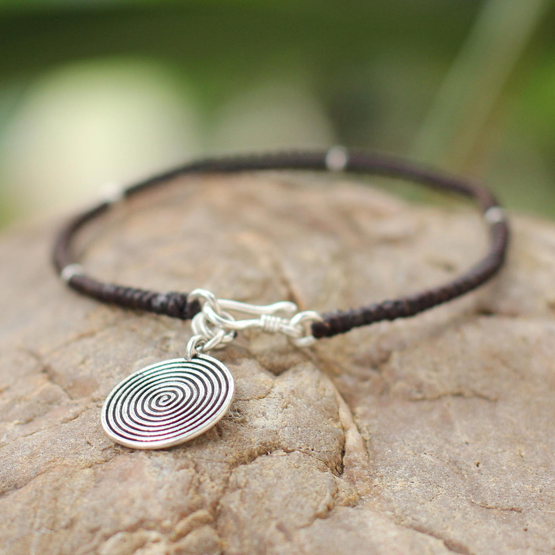 Handmade Silver Braided Bracelet - Spiral Sun