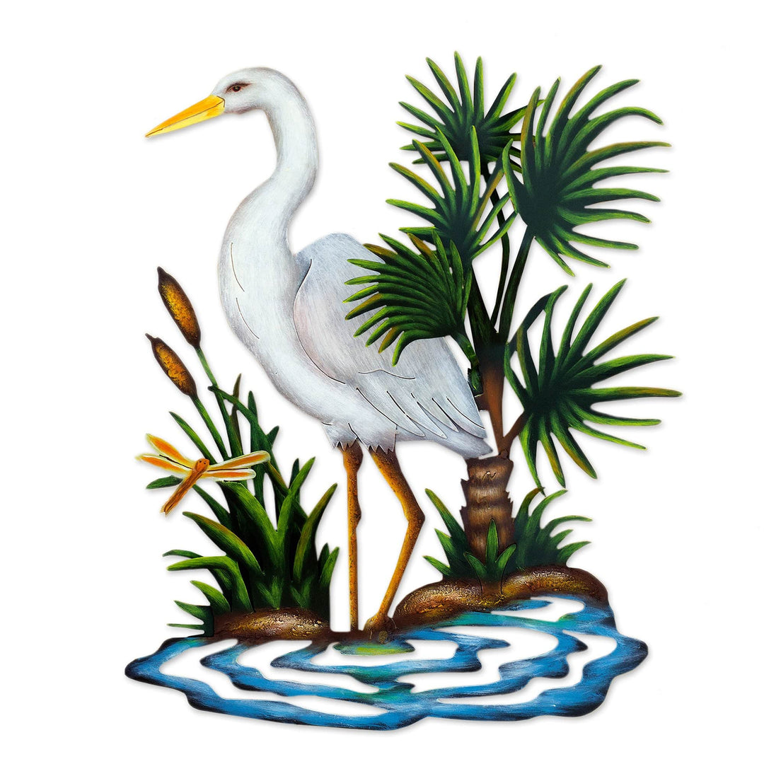 Handcrafted Steel Bird Wall Art - Heron in Chapala