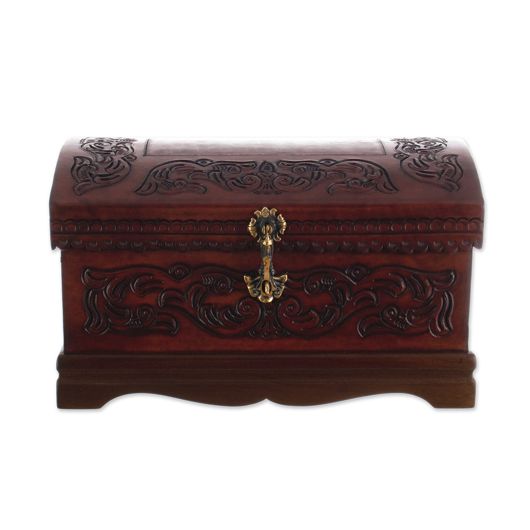Decorative Chest Colonial Leather Jewelry Box  - Colonial Legacy